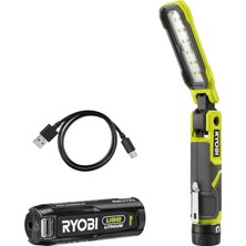Mey İthalat Ryobı Çalışma Lambası 4 V USB Lityum - 3 Yoğunluk 500/250/100 Lümen - Mıknatıslı Ayak - Usb-C Kablosu - 1 Pil 4 V 2,0 Ah USB Lityum - RLI4-120G