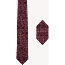 Erkek Bordo Desenli Kravat Mendil Set