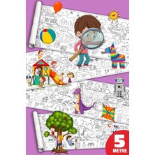 Mey İthalat Sinaticaret Saklı Nesneler Boyama Kağıdı Rulosu, Dev Boy, 45 cm x 5 Metre, Keşif Temalı, Çocuklar Için