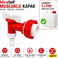 Mirasell 5 litre Bidon MUSLUKLU KAPAK, Sızdırmaz ve Düzenli Akış (Sadece Musluklu Kapak)