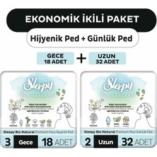 Mey İthalat Sleepy Ekonomik Paket (Bio Natural Hijyenik Ped Gece 18'li + Günlük Ped Uzun 32'li)