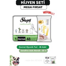 Mey İthalat Sleepy Natural Ultra Hassas Hijyenik Ped Normal 48 Adet, Sensitive 50'li Islak Mendil ve Rosıe