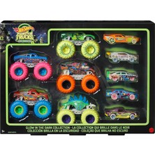 Mey İthalat Hot Wheels Monster Trucks Karanlıkta Parlayan Araçlar Paketi Hot Wheels Monster Trucks Karanlıkta Parlayan Araçlar Paketi 5 Adet Monster Trucks Aracı ve 5 Adet Araba Içeren Çoklu Paket HCB57