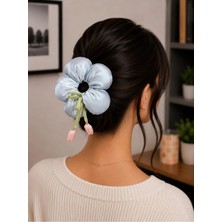 Bymiel Kadın Çiçek Detaylı Saten Lastik Toka – Dekoratif Scrunchie Saç Tokası