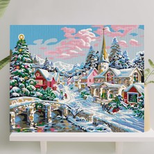 Mey İthalat Palmiye Hobi Sanat Sayılarla Boyama Tuval Seti Fırça Boya Dahil (Çıtalı) 40X50 cm - Kar Manzarası