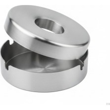Mey İthalat Paslanmaz Çelik Metal Küllük – 12 cm Yuvarlak, Kapaklı ve Dayanıklı Tasarım