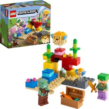 Mey İthalat LEGO Minecraft Mercan Kayalığı 21164-7 Yaş ve Üzeri Macera Oyunları Seven Çocuklar Için Alex, Bir Boğuk ve 2 Güzel Kirpi Balığı Içeren Yaratıcı Oyuncak Yapım Seti (92 Parça)