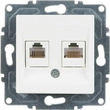 Mey İthalat Eqona Radius Neoline Data + Nümeris Telefon Prizi (RJ45 CAT5E + Cat3), Beyaz (Mekanizma + Tuşkapak)