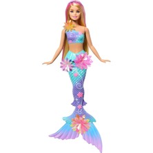 Mey İthalat Barbie Deniz Kızı Oyuncakları, Sürpriz Çiçek Açma Özelliğiyle Renk Geçişli Kuyruğu, Incili Saç Bandı ve Pembe Röfleli Uzun Sarı Saçları Olan, JDM72