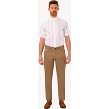 Erkek Camel Slim Fit Kanvas Pantolon