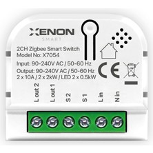 Mey İthalat Xenon Smart Zigbee Akıllı Ikili Anahtar Işık Şalteri Röle Modülü Mobil Uygulama Denetimli Tuya Uyumlu Google Home/alexa Destekli Switch X7054