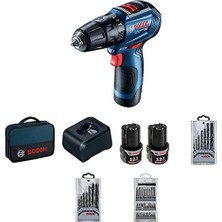 Mey İthalat Bosch Professional Gsb 12V-30 Akülü Darbeli Delme Vidalama Makinesi + 39 Parça Vidalama Seti (12 Volt, 2 x 2,0 Ah Akü, Şarj Cihazı, Plastik Çanta)