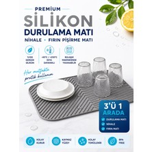 Silvora Tezgah Üstü Bulaşık Kurutma, Durulama Matı, Isıya Dayanıklı, Kaymaz ve Katlanabilir %100 Silikon
