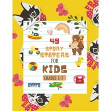Mey İthalat Story Starters For Boys: Creative Writing Prompts | 8.5 x 11 In | 49 Story Pages | Creativity Gift For Kids | Cats Faces And Butterflies On Yellow Background.