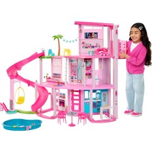 Mey İthalat Barbie Rüya Evi, 75'ten Fazla Parçalı ve 3 Katlı Kaydıraklı Havuz Partisi Bebek Evi, Evcil Hayvan Asansörü ve Köpek Oyun Alanları, HMX10