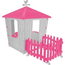 Mey İthalat Pilsan Çitli Taş Ev (Gri/pembe) Bahçe Oyuncağı