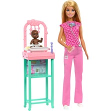 Mey İthalat Barbie Kariyer Oyun Setleri - Doktor Bebek Çocuk Doktoru Barbie, Sarışın Bebek, 1 Bebek Figürü, Mobilya ve Aksesuarlar JCR72