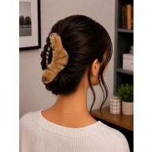 Bymiel Kadın Peluş Fiyonk Detaylı Büyük Mandal Saç Tokası