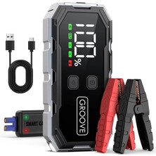 Mey İthalat Groove F11 15800MAH 2000A Tepe Akımı Akü Takviye Cihazı Taşınabilir Jump Starter (Powerbank+Led Lamba+Lcd Ekran) Benzinli ve Dizel Araçlar Için