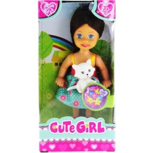 Mey İthalat Cute Girl Kedi Figürlü Kumral Mini Bebek