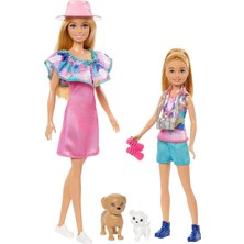 Mey İthalat Barbie ve Stacie Kız Kardeşler Ikili Set 2 Evcil Köpek ve Aksesuarlar Bulunan Barbie ve Stacie Kız Kardeş Bebek Seti HRM09