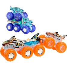 Mey İthalat Hot Wheels Monster Trucks Toy Truck & Big Rig Multipack, 1:64 Ölçekli Mega-Wrex & Tiger Shark ile Eşleşen Power Smashers Deco