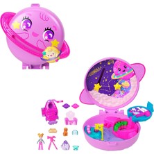 Mey İthalat Polly Pocket Bebek ve Oyun Seti, Planet Polly Outer Space Compact, 1 Mikro Bebek, Evcil Hayvan Yavrusu ve Temalı Aksesuarlarla Seyahat Oyuncağı