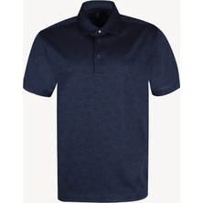 Erkek Lacivert Klasik Desenli Cotton Polo Yaka Tshirt
