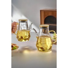 Porsima YH003 Metal Kapaklı Vakumlu Ölçekli Borosilikat Cam Yağdanlık - Sızdırmaz Yağlık Sirkelik 900ML