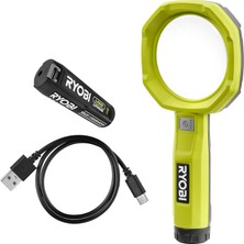Mey İthalat Ryobı - Işıklı 4 V USB Lityum Büyüteç - 2 Yoğunluk: 60/200 Lümen - Büyütme x 3 - Usb-C Kablosu ve 1 x 4 V 2,0 Ah USB Lityum Pil - RML4-120G ile Birlikte Gelir