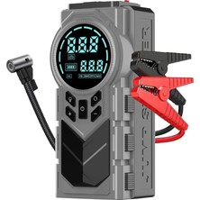 Mey İthalat Jouis Akü Takviye Cihazı ve Dijital Hava Kompresörü - 8000MAH Taşınabilir Lastik Şişirme Pompası, Akıllı Koruma Klipsli LED Fenerli Oto Acil Durum Seti (Taşıma Torbası Hediye)