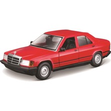 Mey İthalat Bburago Mercedes 190E (1987): 1:24 Ölçeğinde Model Araba, Hareketli Kapılar, Kırmızı (18-21103R)