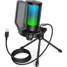 Mey İthalat Fıfıne Pc Oyun Mikrofonu, USB Mikrofon, Yayın Podcast Stüdyosu Için, Mikrofon Standı ve Sessize Alma Tuşlu, Ps4 Ps5 Mac Için
