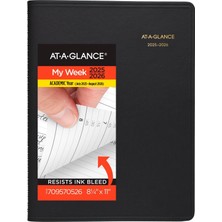 Mey İthalat At-A-Glance Planner 2025-2026 Akademik, Haftalık, Çeyrek Saatlik Randevu Defteri, 8-1/4" x 11", Büyük, Esnek Kapak, Siyah (7095705)