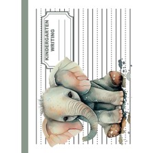 Mey İthalat Independently Published Kindergarten Writing Paper Landscape: With Dotted Lines Elephant Watercolor: Primary Tablet | Kindergarten Writing Paper Landscape Elephant Watercolor