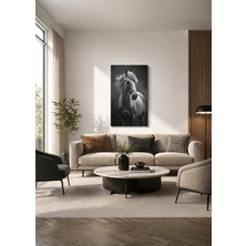 Zera Wall Mdf Tablo Tekli Siyah Beyaz Beyaz At Portresi Modern Salon ve Ofis Duvar Dekorasyonu