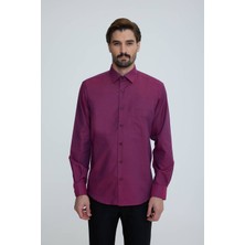 Erkek Bordo Uzun Kollu Regular Fit Gömlek