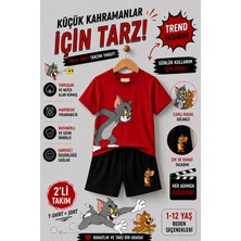 Overmax Tom & Jerry Baskılı Çocuk Takım – Tişört & Şort 2’li Kombin | 1-12 Yaş Trend Yazlık Takım