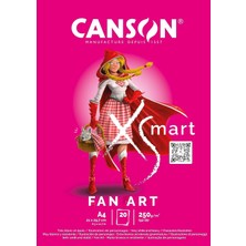 Mey İthalat Canson Xsmart Fanart, Çizim Kağıdı, Beyaz, Düz, 250 G/m², Uzun Sayfa, A4-21 x 29,7 Cm, Beyaz, 20 Yaprak, Renkli