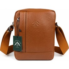 Alphaclub Bag Erkek Taba Çok Bölmeli Hakiki Deri El ve Omuz Çantası Orta Boy