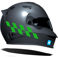 Mey İthalat Orman Yeşili Damalı Kask Motosiklet Sticker Takımı