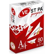 Mey İthalat Vestpa A4 Fotokopi Kağıdı, 80 Gr/m², 500 Yaprak, Lazer ve Inkjet Yazıcı Uyumlu, Yüksek Beyazlık ve Net Baskı Kalitesi, Çift Taraflı Baskıya Uygun, Ofis ve Ev Kullanımı Için