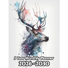 Mey İthalat Watercolor Stag 5 Year Monthly Planner 2024-2028: Large 60 Month Calendar | Gift For People Who Love Dear, Wildlife Animal Lovers | For Back To School, Office, Work | 8.5 x 11 Inches | 121 Pages
