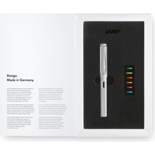 Mey İthalat Lamy Safari Dolma Kalem Metal Klips F Uç All White Renkli Halkalı Özel Set