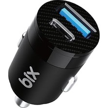 Mey İthalat Bix BXAC65C 65W Pd Type-C & 18W Usb-A Girişli Çift Portlu Hızlı Şarj Özellikli Araç Içi Şarj Cihazı Siyah