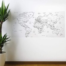 Mey İthalat Buffer® Yazılabilir Eğitici Dünya Haritası Manyetik Dekoratif Duvar Stickerı 110 x 56 cm