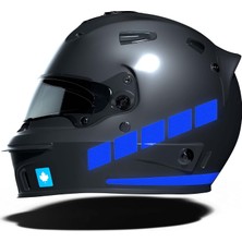 Mey İthalat Şerit Tasarımlı Reflektif Mavi Motosiklet Kask Sticker