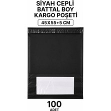 Just Cheap Store Siyah Cepli Battal Boy Kargo Poşeti 45X55+5 cm 100 Adet