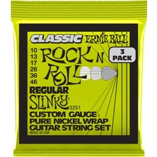 Mey İthalat Ernie Ballu Düzenli Slinky Klasik Rock And Roll Elektro Gitar Dizeleri Saf Nikel Yara 3 Paket Ölçer 10-46
