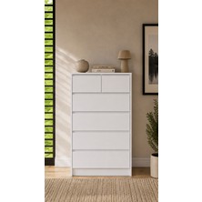 Sarmobi Nolm 6 Çekmeceli Şifonyer G:76 D:40 Y:122 cm / Beyaz